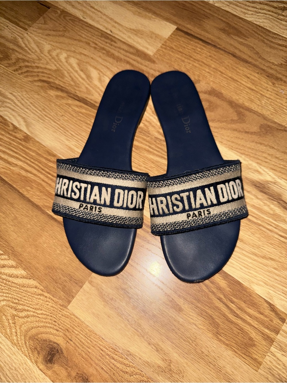 Dior Embroidered Sandals - Navy